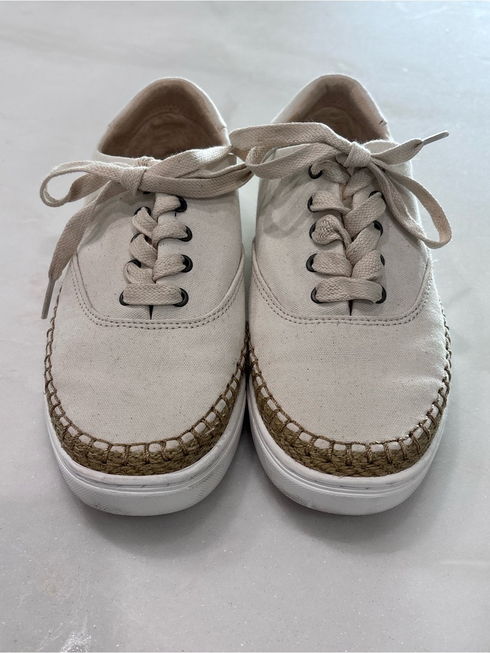 UGG Women's Canvas Espadrille-Trim Sneakers in Light Beige
